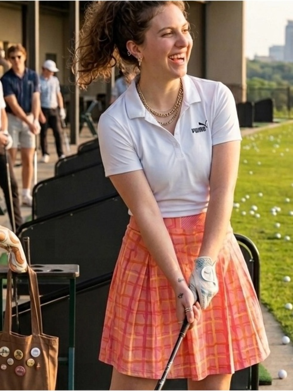 Puma x Dani Dazey Wrap Golf Skirt Pink Fruit NWT